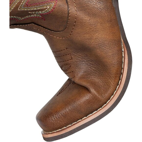 Brown Women's Cowboy Square Toe Western Cowgirl Mid Wide Calf Embroidered Boots - Picture 6 of 8